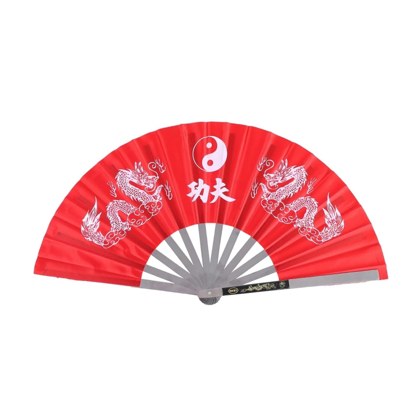 Tai Chi Fan Stainless Steel Tai Chi Martial Arts Kung Fu Dance Practice Training Performance Fan(Red)