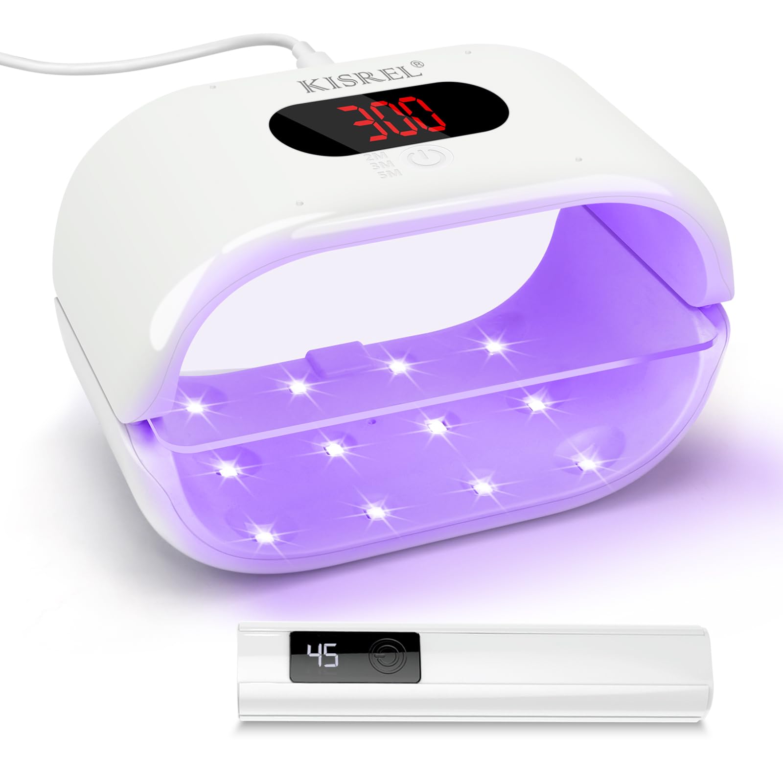 KISREL UV Light for Resin, Large Double-Sided Light with UV Flashlight, 2-in-1 Detachable Resin Curing Machine, 3-Speed Digital Display, 36w Fast Curing Lamp for Crafts, Jewellery Making