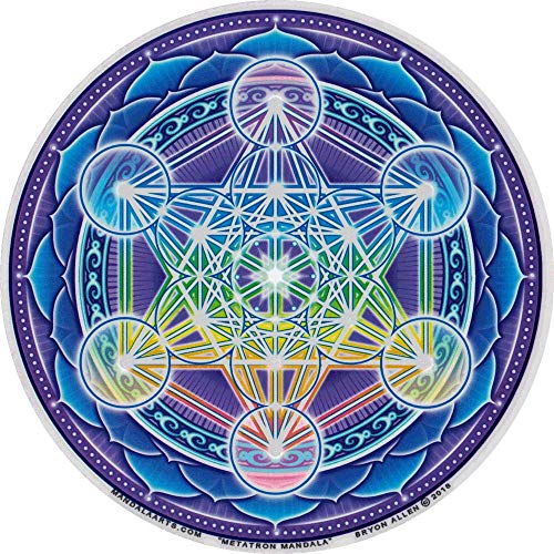 Metatron Mandala Sacred Geometry Metatron's Cube Seed of Life Window Sticker/Decal - Circular 4.5” Translucent