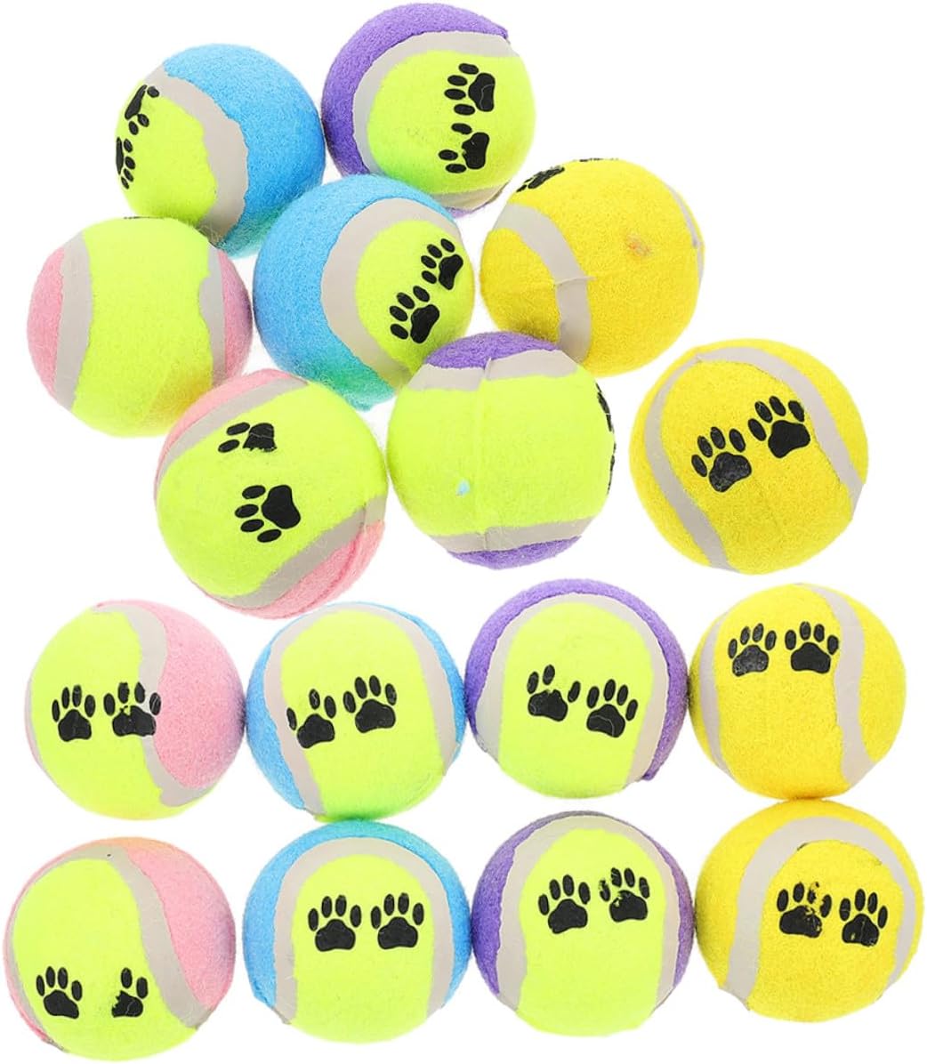 VICASKY 16pcs Small Plush Tennis Balls for Dogs 7cm Diameter Interactive Throwing Training Outdoor Puppy Play Balls Random Color