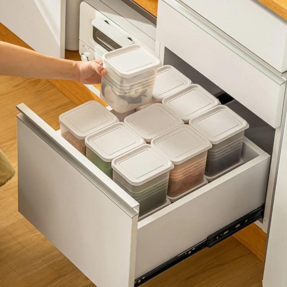 Image of KASHTABHAN 6 PCS Airtight Plastic Kitchen Storage Container Set for Dry Fruits, Dal, Rice, Atta, Snacks & Grocery Storage - Stackable, Moisture Proof Food Storage Containers (1000, Milliliters)