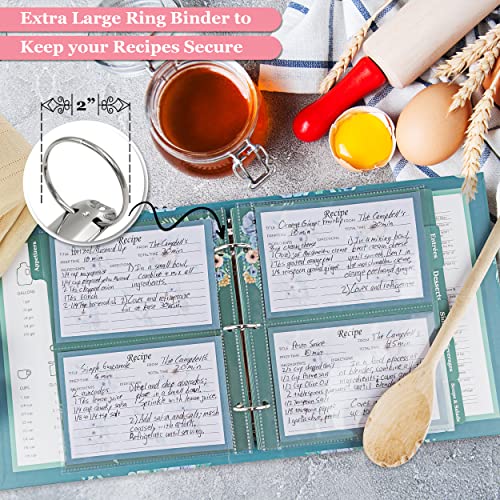 Ar Kitchen Recipe Binder – Premium Recipe Organizer For 4 X 6-Inch Cards – Anti-Tear Recipe Card Book Holder With 50 Cards - 25Pcs Plastic Pockets Included – Elegant Floral Cover #TOP4