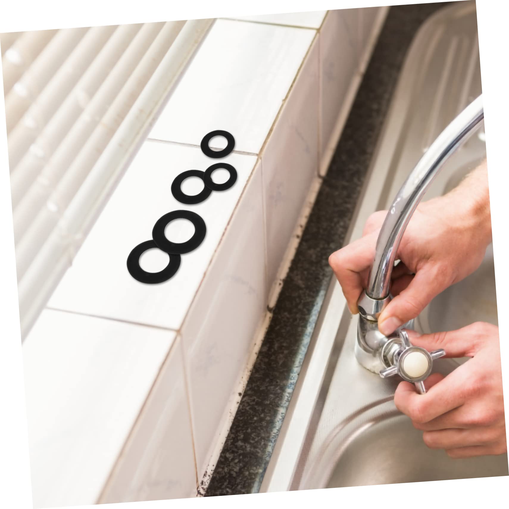 NUOBESTY Kit di Guarnizioni Rubinetto in Plastica Nera, 215 Pezzi, Multi- per Riparare Perdite per Lavabo Bagno e Rubinetto Cucina