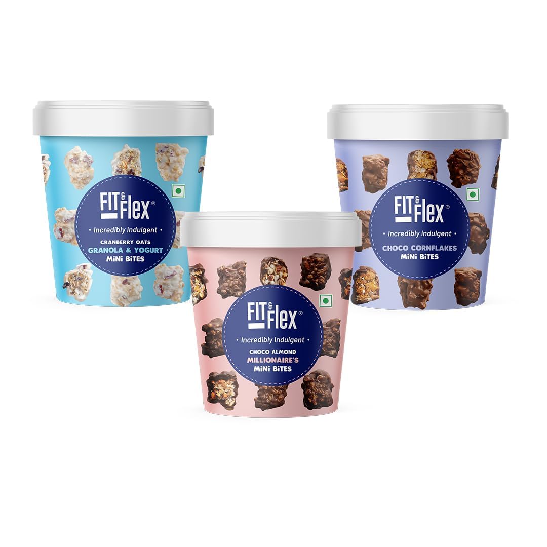 FIT & FLEX Ready To Eat Choco Almond, Cranberry Oats Granola & Yogurt And Choco Cornflakes Mini Bites Sweet Dessert Granola Bars For Kids - As Seen On Shark Tank India - 70 Gm Each (Combo Pack Of 3) (B0CGV36KTH) Amazon Price History, Amazon Price Tracker