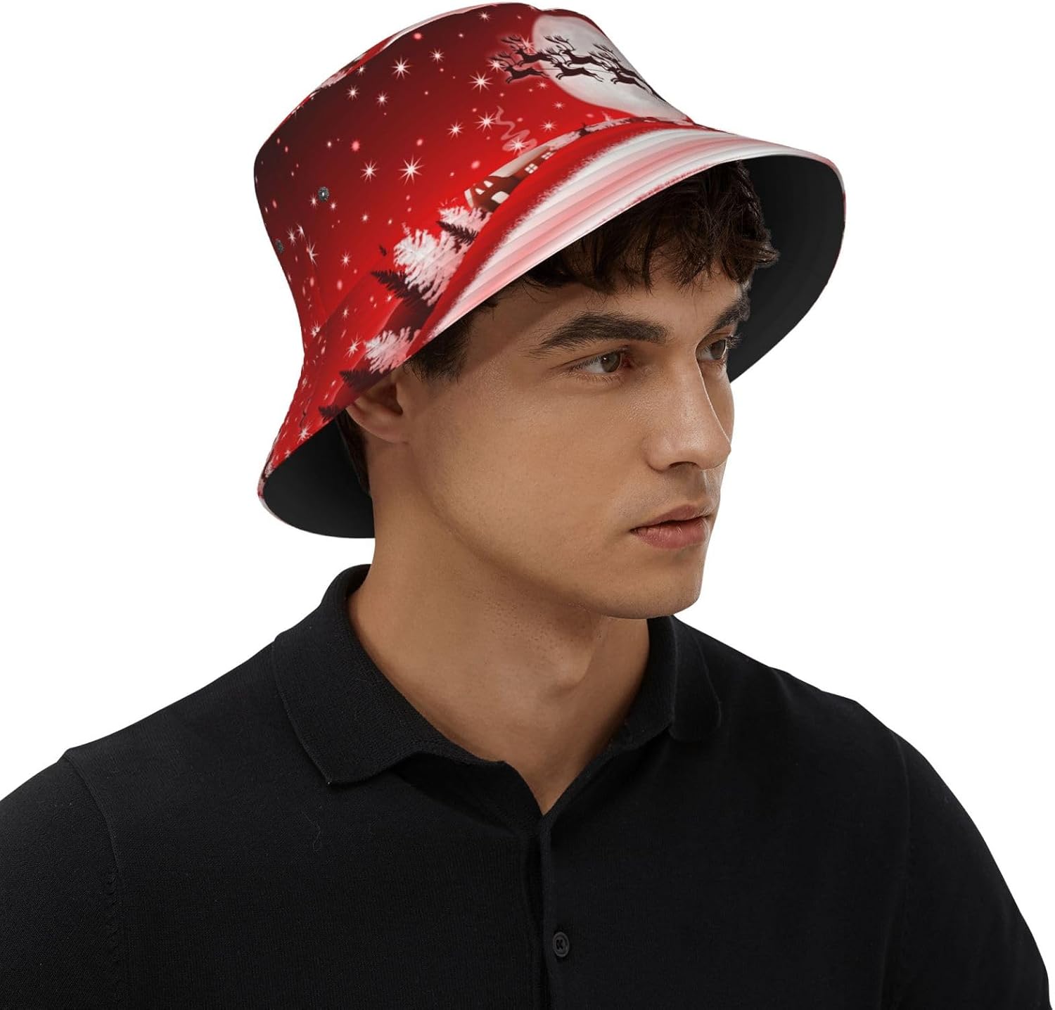 Christmas Hats for Women Men Funny Christmas Snowflakes Bucket Hats Packable Summer Travel Beach Sun Hat - Image 7