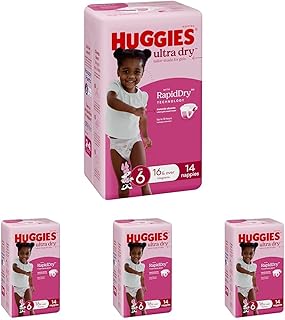 Huggies Ultra Dry Nappies Girls Size 6 (16kg+) 14 Count (Pack of 4)
