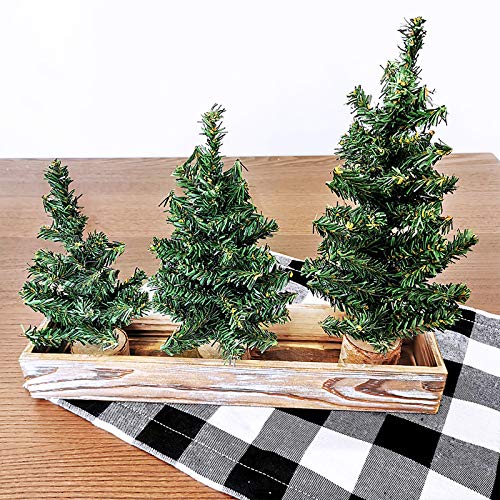 Winlyn 3 Pack Mini Canadian Pine Trees With Wood Bases Artificial Miniature Christmas Trees And Rustic Planter For Holiday Season Tabletop Decoration Centerpiece Displays #TOP6