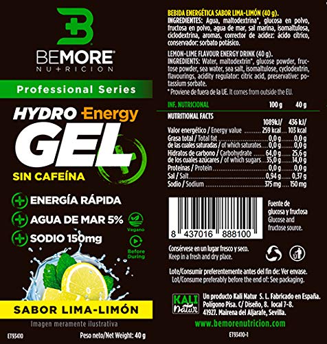 Exp. 20 Und. Hydrogel Energético Sabor Lima Limón Sin Cafeína Bemore