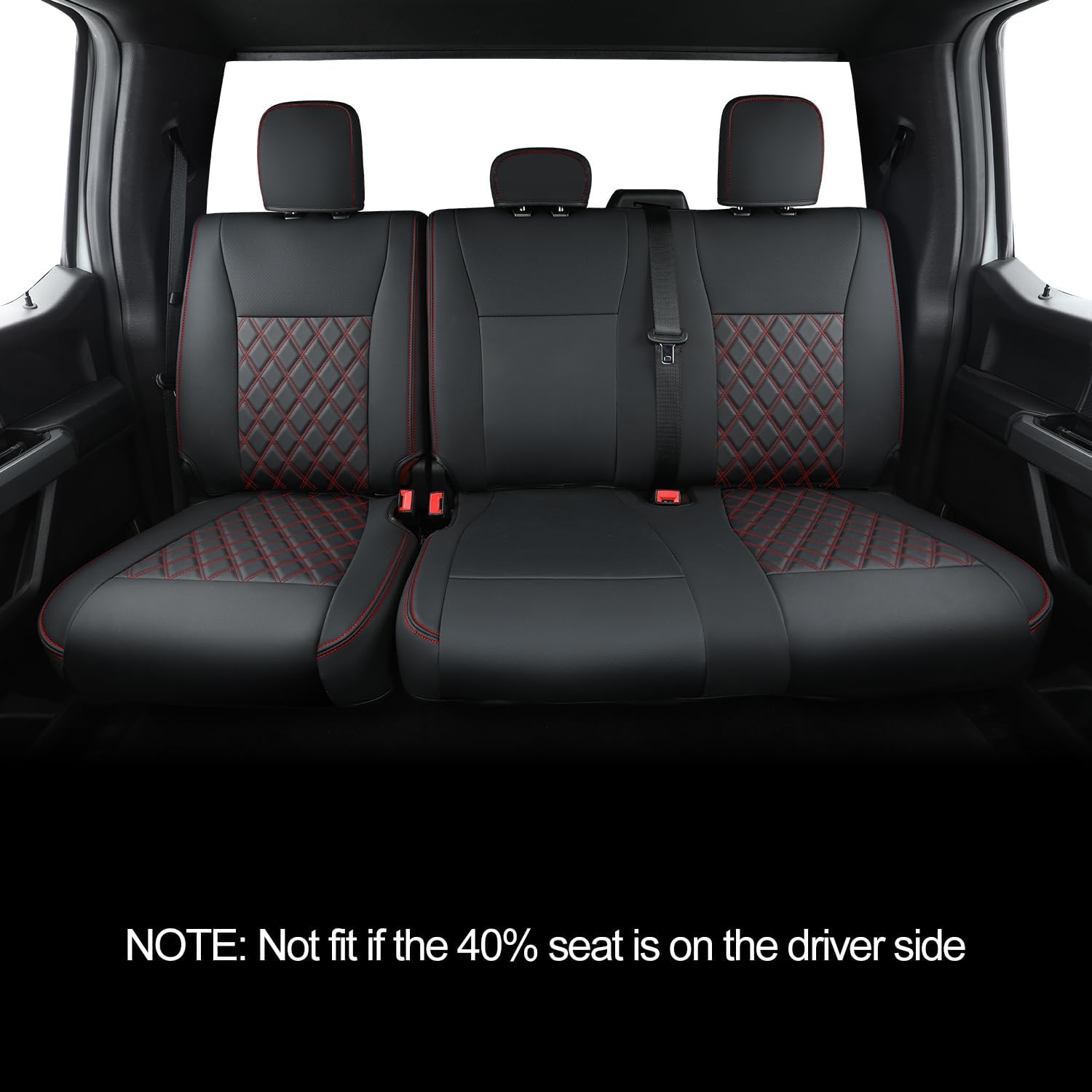 LUCKYMAN CLUB for F150 SuperCrew 2015-2026 Custom Pickup Car Truck Seat Covers X06-XLT, Waterproof Faux Leather, Full Coverage, Also Fit 2017-2026 F250/F350 (Black&Red Full Set)