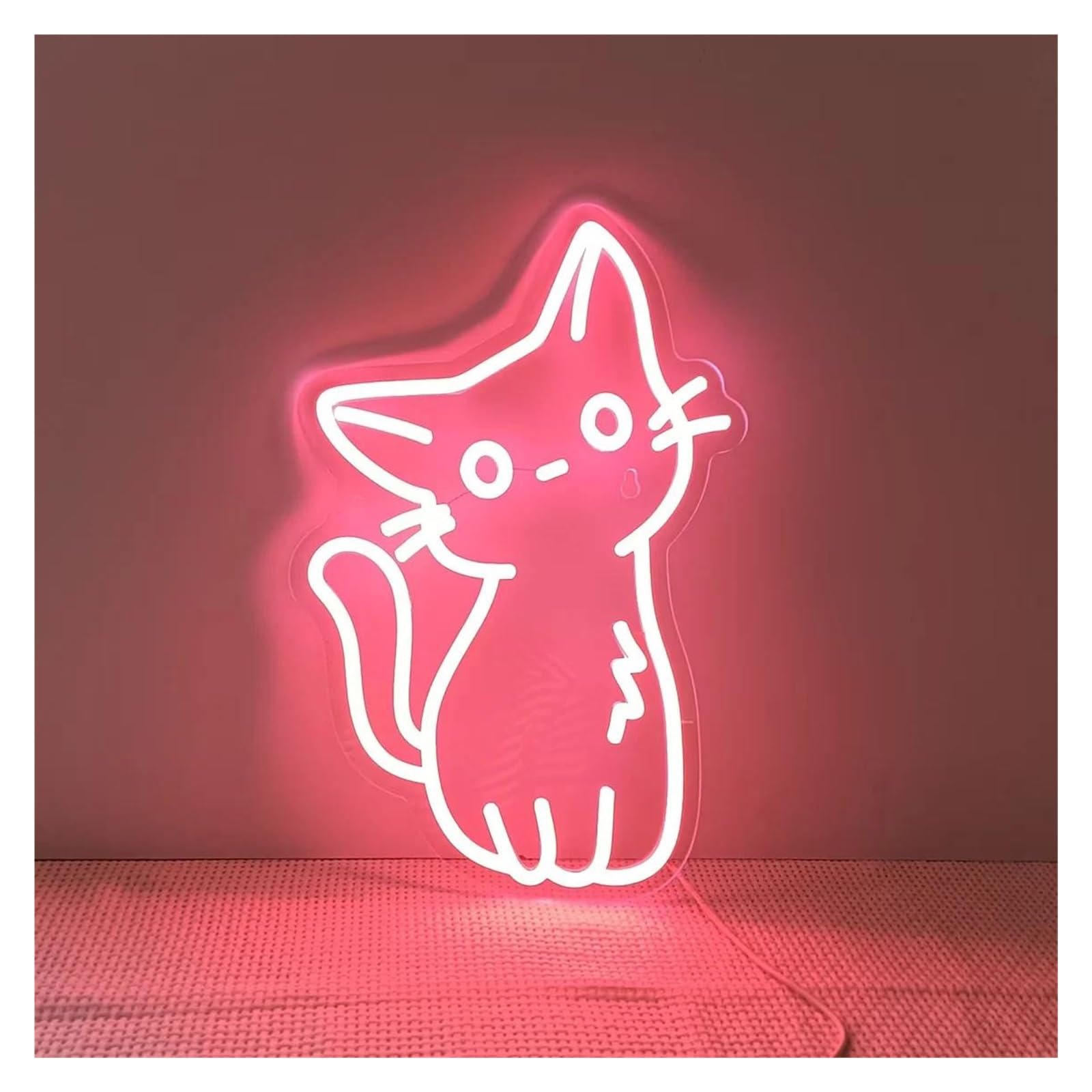 SHOUXI Sign Lamp Cat Neon Sign Home Bedroom Kids Room Neon Wall Decor 40cm