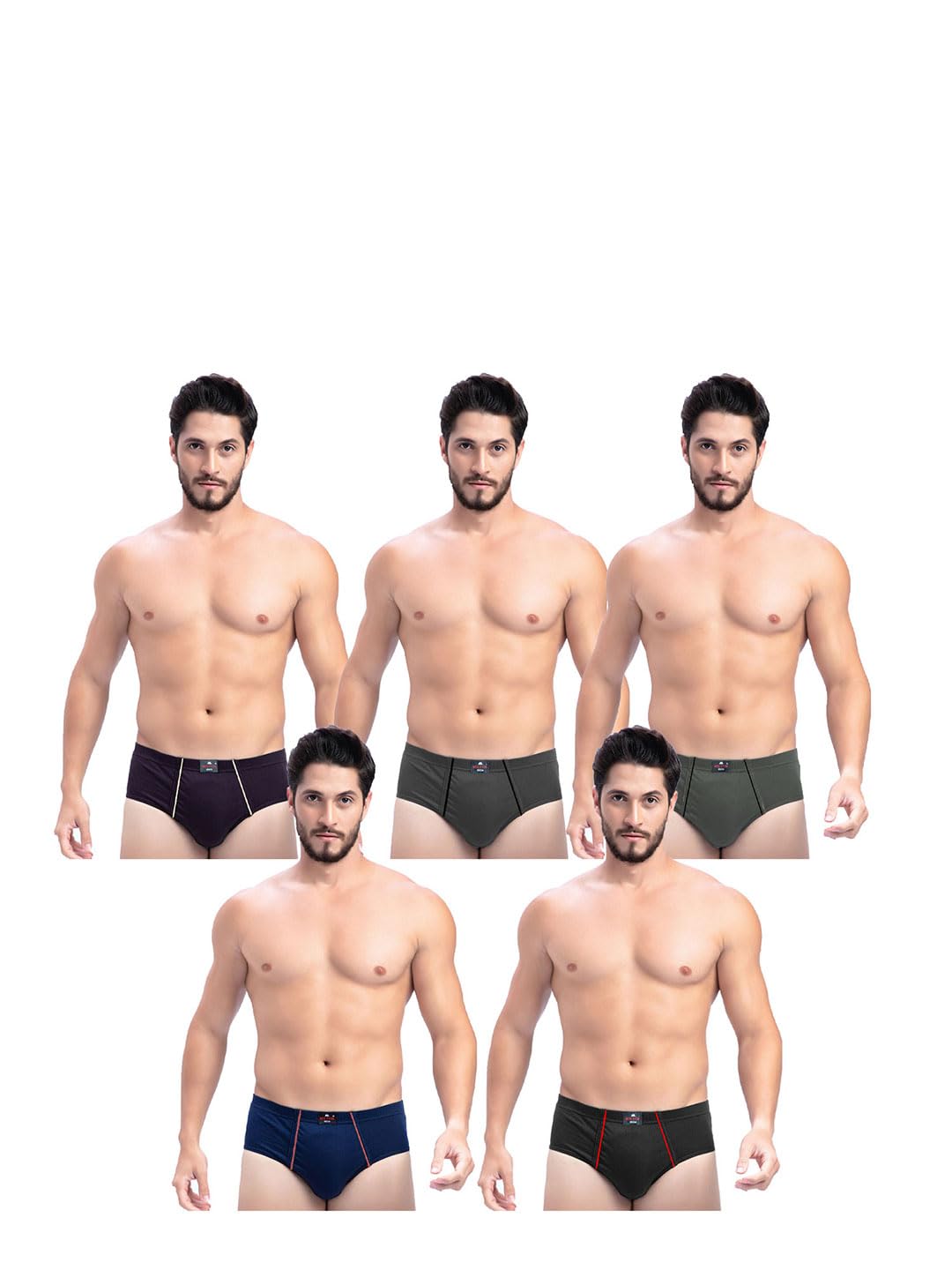 Mens Cotton Solid Inner Elastic Brief | Premium Soft Cotton Underwear | Breathable & Skin-Friendly Briefs with Comfort Fit Waistband | Pack of 5, Color May Vary as per Availability-image-0