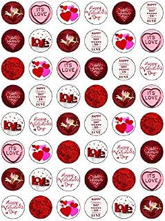 48 Edible Wafer Paper Valentines Day Love Themed Cake Toppers Decorations - 2.5cm Diameter