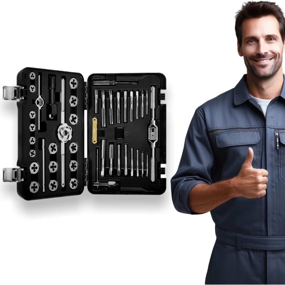 NEW! Fits Icon Professional-Grade Tap and Die Set, 41-Piece - Engineered from Ultra-Tough Tungsten Molybdenum Steel, Includes Taps & Dies to Cut