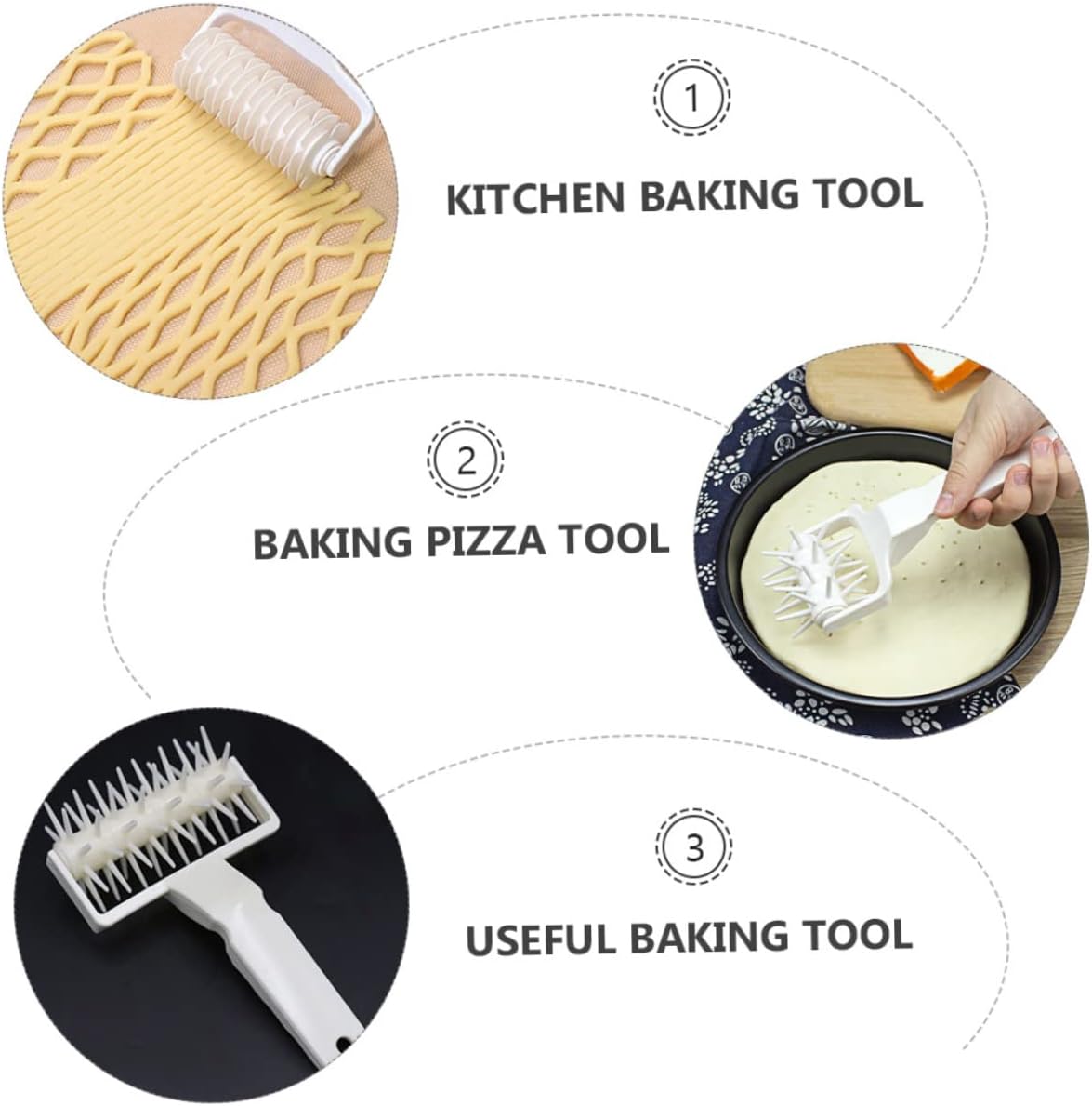Cabilock 4pcs Pizza Roller Tool Pizza Needle and Pastry Crust Cutter Lightweight Material for Home Baking Prevents Blistering Making