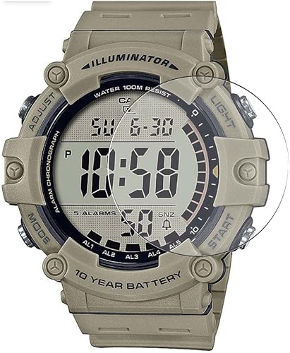 Puccy Paquete de 3 protectores de pantalla de vidrio templado, compatibles con CASIO AE-1500WH AE-1500 Protectores Protectores de Protector