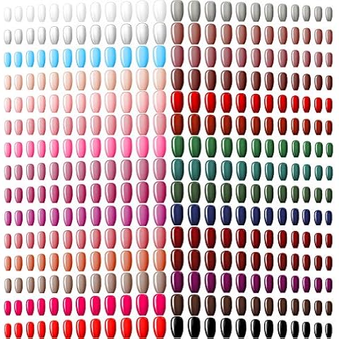 Maitys 720 Pieces 30 Sets Medium Square Nails Artificial Fake Nails Ballerina Press on Nails Glossy Fake Nails Cover False Nails Tips for Women Girls DIY(Classic Colors) Cover