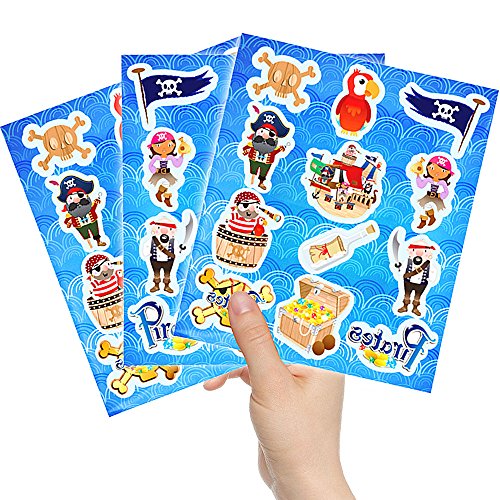 German Trendseller ® - 72 x Piraten Kinder Sticker - Set Mix ┃ Kindergeburtstag ┃ Mitgebsel ┃ Piraten Party ┃ 6 Bögen – Bild 5