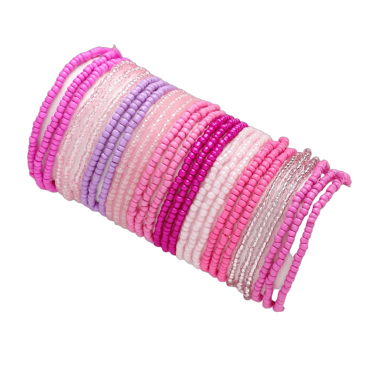 30Pcs Elastic Beaded Bracelets Set Bohemia Multilayer Stackable Seed Beaded Stretch Bracelet Anket Colorful Crystal Glass Beads Wristbands for Women Summer Beach Boho Jewelry Gifts