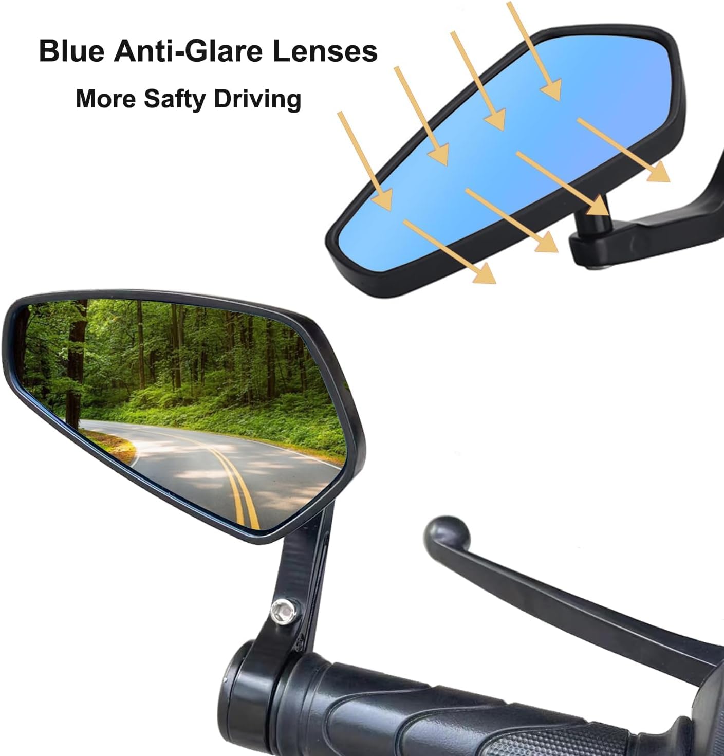Specchietti Moto, Manubrio Retrovisori Laterali per Moto, Universale 7/8" 22mm HD Anti-Glare Specchietto Manubrio Street Bike Cruiser Scooter Suzuki YMH