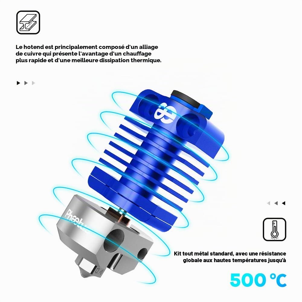 Kit de tête d’extrusion Dragonfly BMS - Isolant thermique bimétallique, buse en cuivre plaqué, bloc de chauffage pour imprimante 3D CR10, Ender 3s, Ender 3 Pro, V2, CR-10, Ender 5 Pro