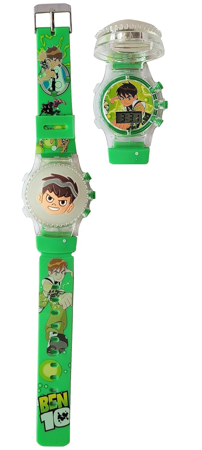Dreamy Soft Rubber Silicone Light with Spinner Cartoon Cap Cover Digital Kids Watch Non Breakable Wrist Watch (SM/B1) - Pack of 1 Watch (Ben Green) (B0CP76WYQ6) Amazon Price History, Amazon Price Tracker