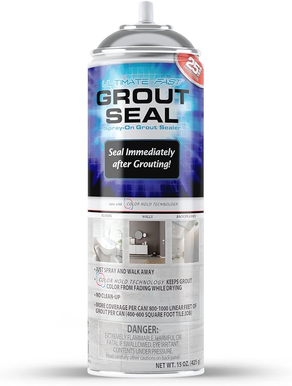 ADVANCED Sealers & Cleaners Ultimate Fast Grout Seal 15 Ounce Aerosol Spray-On Instant Grout Sealer with Color Hold Technology 800-1000 Linear Feet Per Can 25 Year Protection - Made in America