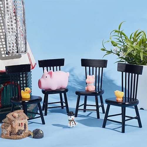 Miniatura 8 de PH PandaHall 4 sillas de muebles de casa de muñecas, sillas miniatura 112, mini silla de madera, muebles pequeños, modelo de silla para boda,