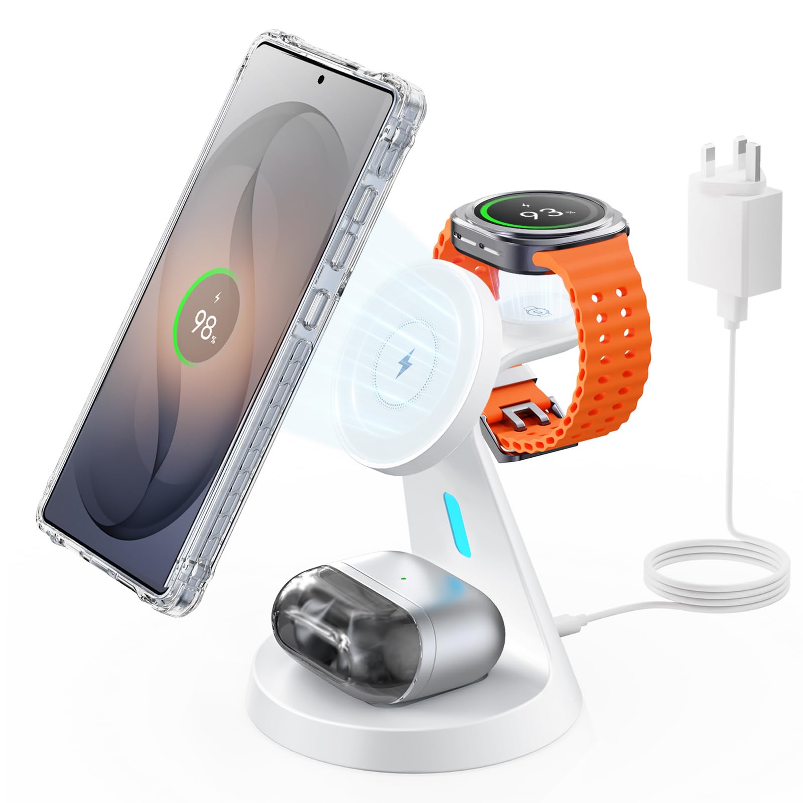 JoyGeek 3 in 1 Magnetic Wireless Charger for Samsung, Fast Charging Station for Galaxy S26/S25-S23/Z Fold/Z Flip, for Galaxy Watch Ultra/8/7/6/5 & Buds, Ideal for Office & Home