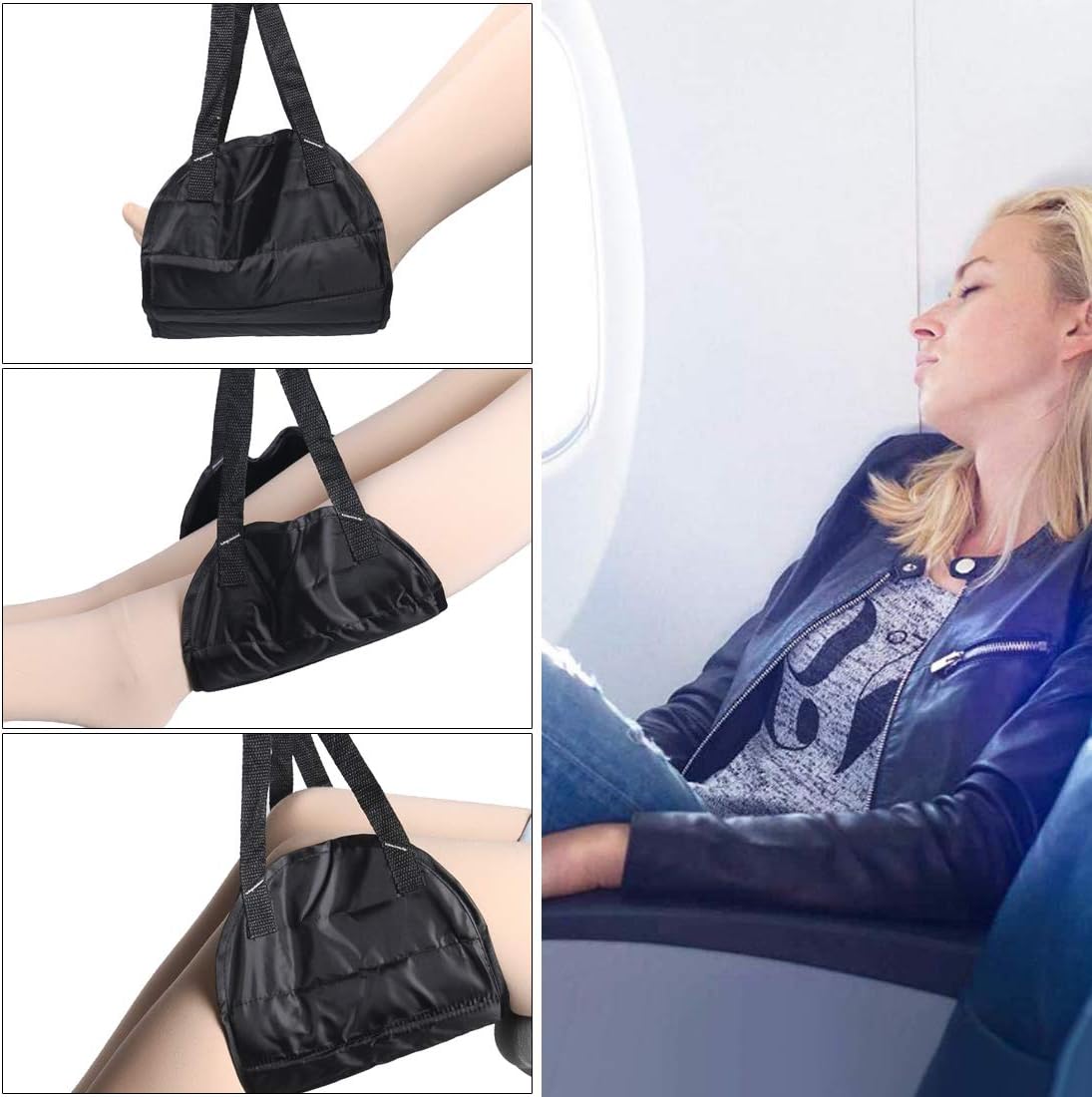 lucky3 Airplane Footrest, Adjustable Travel Accessories Memory Foam Foot Hammock Under Desk for Airplane Office Home