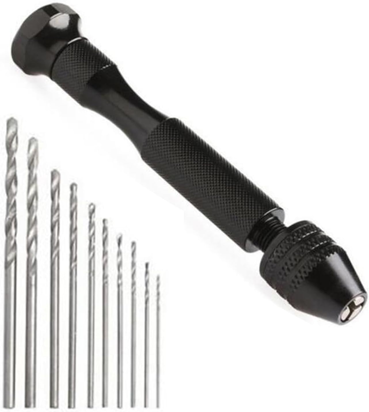 11PCS Pin Vise Hand Drill Set, HOMEIDOL (0.3m-3.4mm) for Jewelry Making, Micro Twist Drill Bits for Wood, Resin