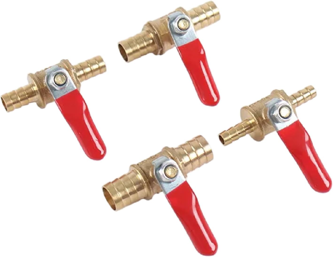 Brass Ball Valve with Hose Barb, 1/4 Inch Multi-Size Inline Shutoff Valve for Water, Oil, Gas Lines (6mm)