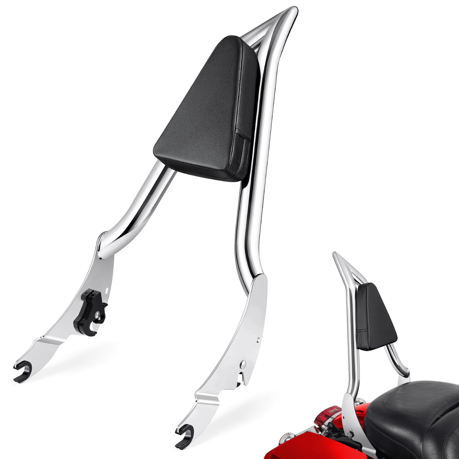 Benlari Gloss Black Detachable Sissy Bar Passenger Backrest Pad Compatible 2004-2022 For Harley - View #2