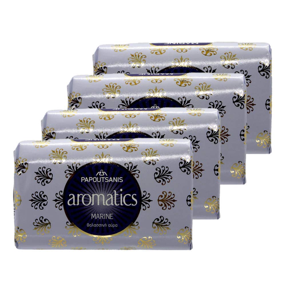 Papoutsanis Greek Aromatic Soaps - Marine, 4 x 125gr bars