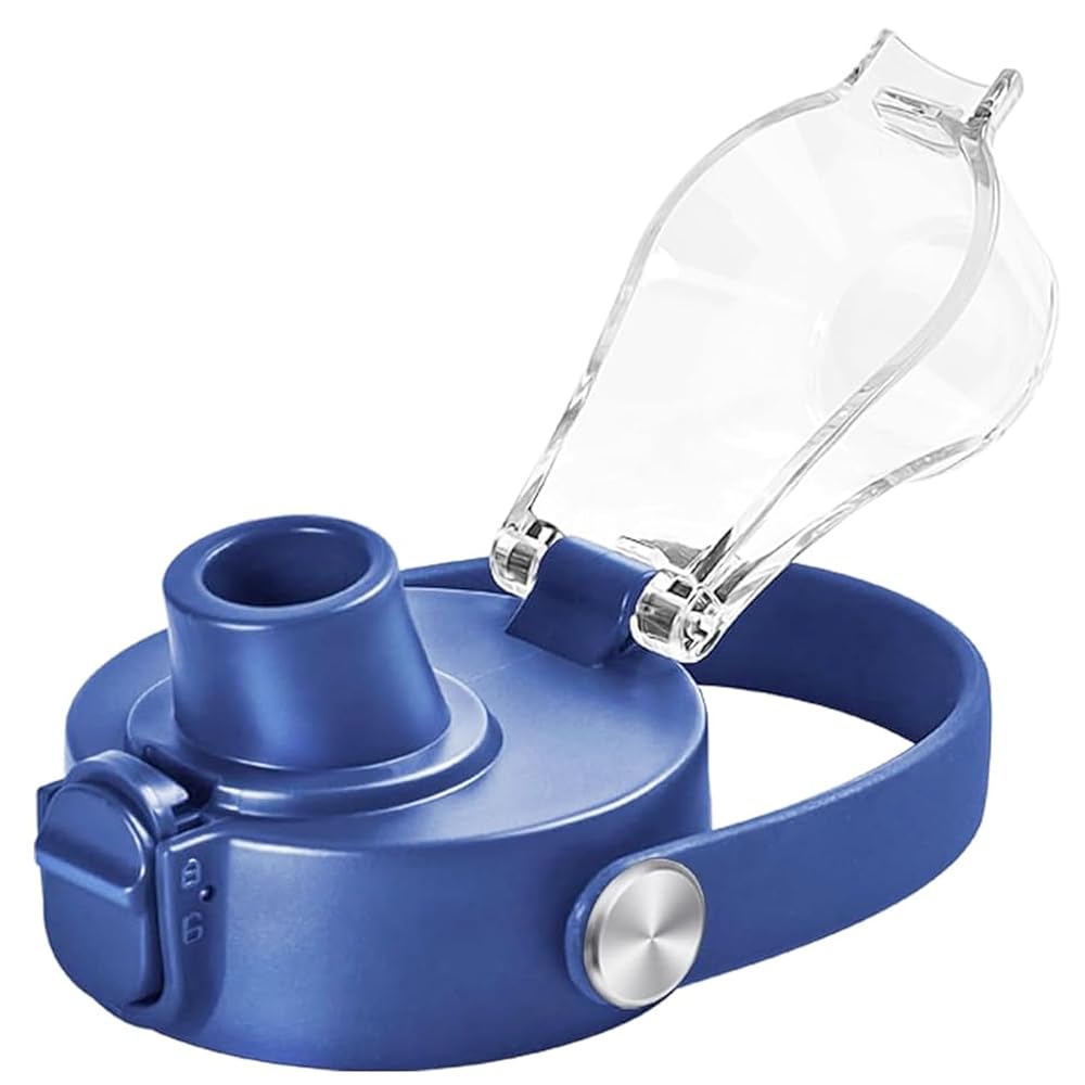 SYACOT Auto Spout Lid for Hydro Flask Wide Mouth Water Bottles, Replacement Top Spout Lid for HydroFlask Wide Mouth 12 oz 32 oz 40 oz, Chug Cap with Flexible Handle,Big Nozzle (Cobalt)