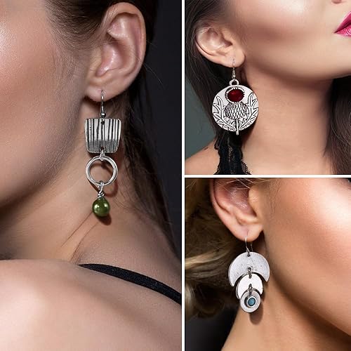 Miniatura 5 de Juego de 12 pares de aretes colgantes vintage de cristal turquesa para mujer, aretes de aro con circonita cúbica, aretes de aro para regalo de