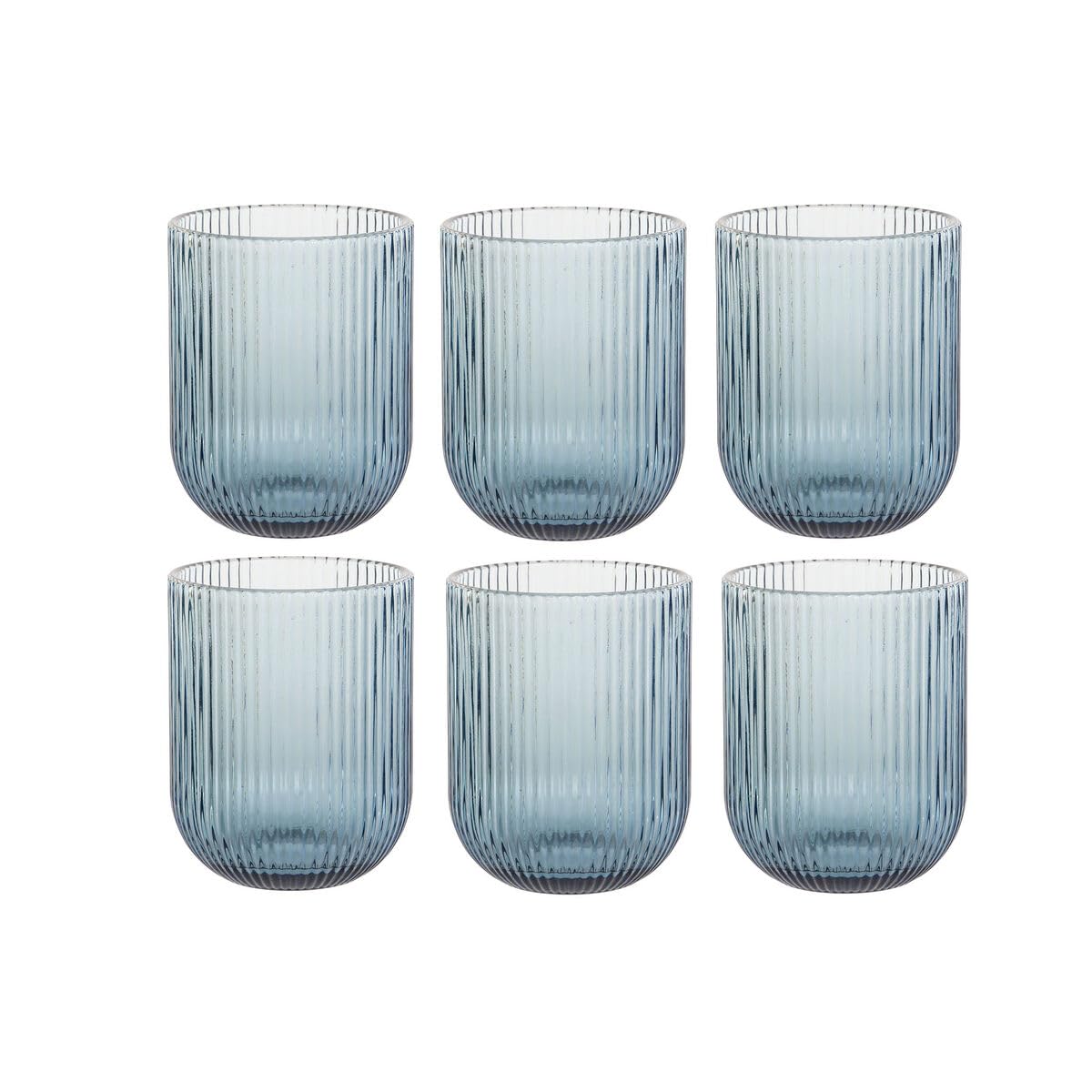 DKD Home Decor Set de Vasos Azul Cristal 240 ml
