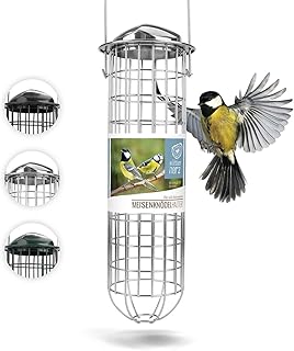 wildtier herz I Meisenknödelhalter 31cm aus Edelstahl – Futterspender, Futterstation für Vögel zum Aufhängen, Meisenknödel...