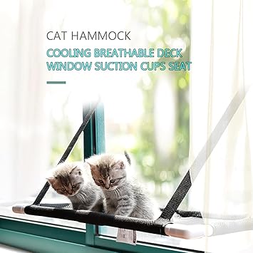 Cat Window Perch Hammock Bed Cooling Breathable Deck Window Suction Cups Seat Cat Shelves Sunbath Hammock Bed for Cat Hold UP to 10KG 22lbs