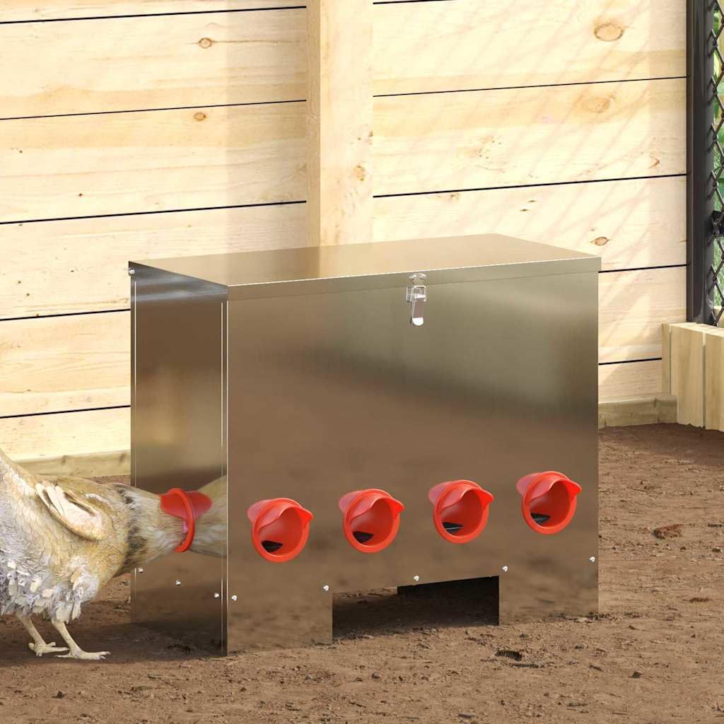 Comedero para gallinas (60,5 x 29 x 51 cm, acero galvanizado)
