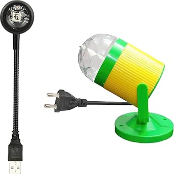 WRADER USB Sunset Light & Disco DJ Light Combo LED Lights for Home Décor Party and Car Shower Laser Light (Ball Diameter: 8 cm) R13-PARAX-COMBO04