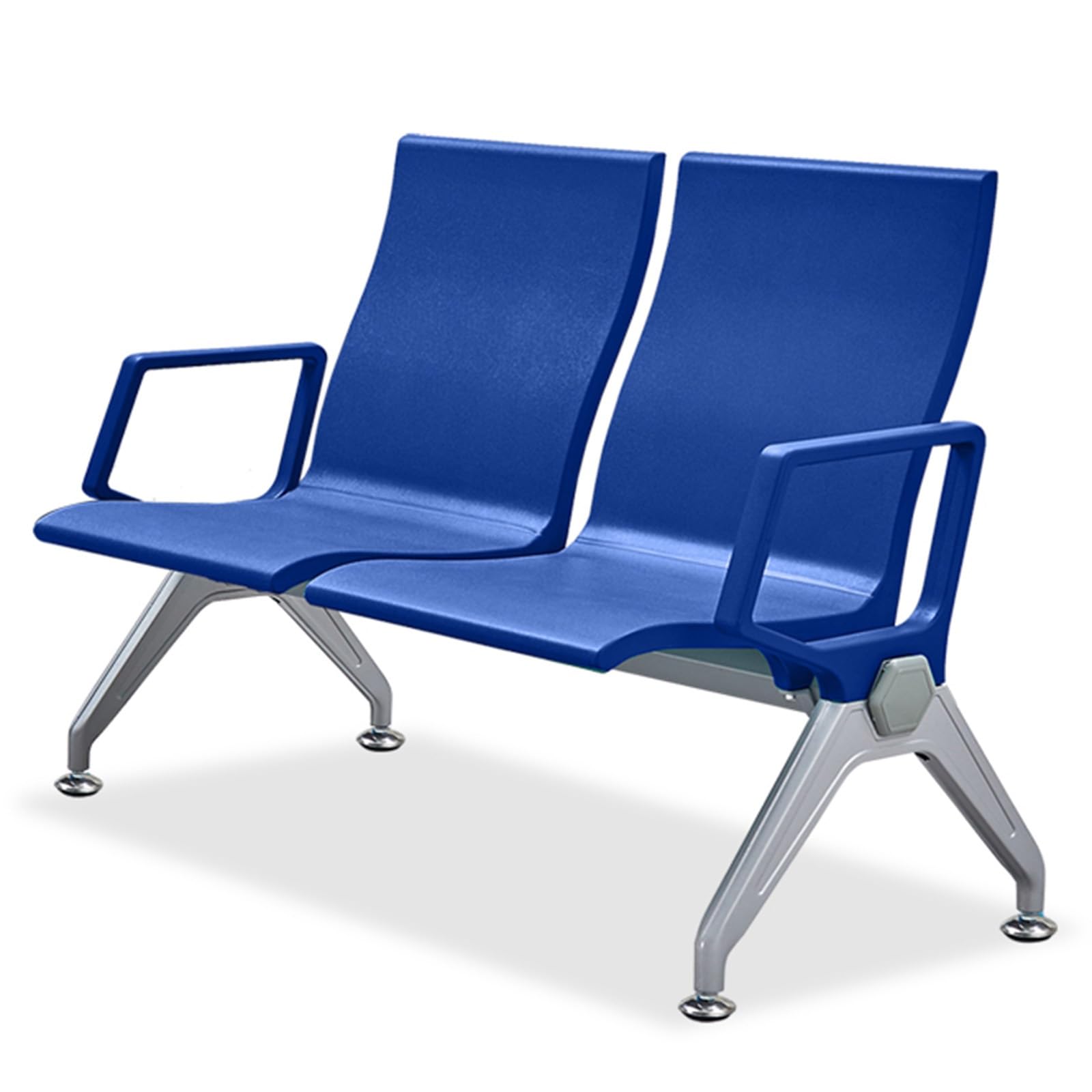 WDSOPK Waiting Room Chairs,Purple Waiting Room Chairs, 2-Seat Polyurethane Lobby Bench with Arms, Durable Seating for Office, Airport, Bank, Barbershop - Stylish & Comfortable(Blue)