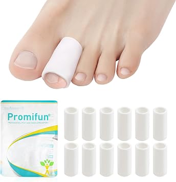 Promifun Silicone Toe Protectors 12 Pack Silicone Toe Sleeve for Hammer Toes, Corns, Calluses, Blisters Soft Gel Toe Tube Pads for Pain Relief