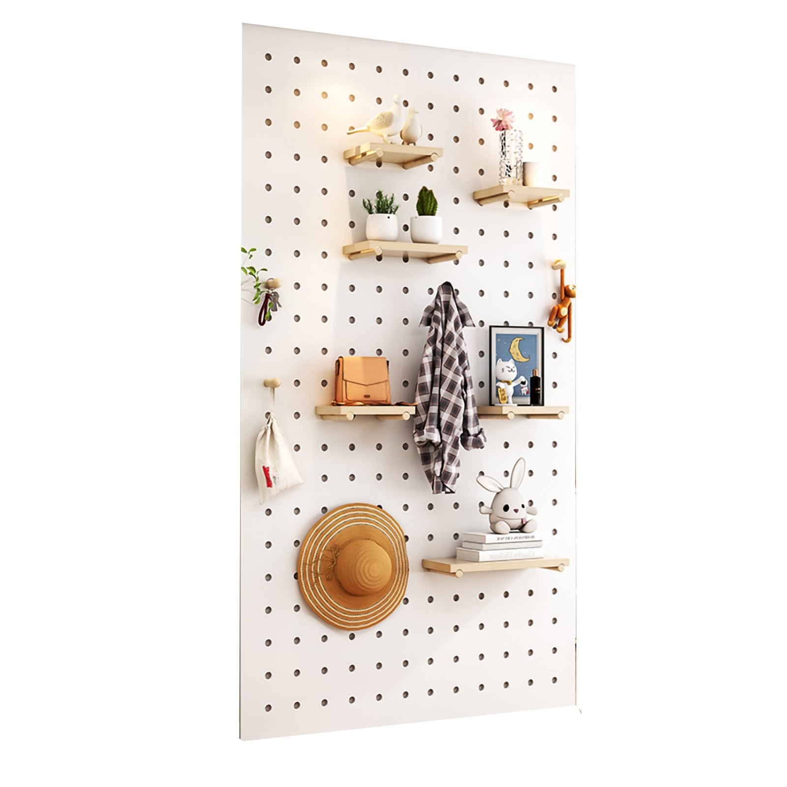 Generisch Wandhalterungs-Set aus Holz für Spielzimmer zu Hause und in der Garage. 18 mm Dickes Naturholz-Pegboard zur Wandmontage, Aufbewahrungslösung (Höhe 157,4 cm, Breite 104,4 cm, Tiefe 104,4 cm)