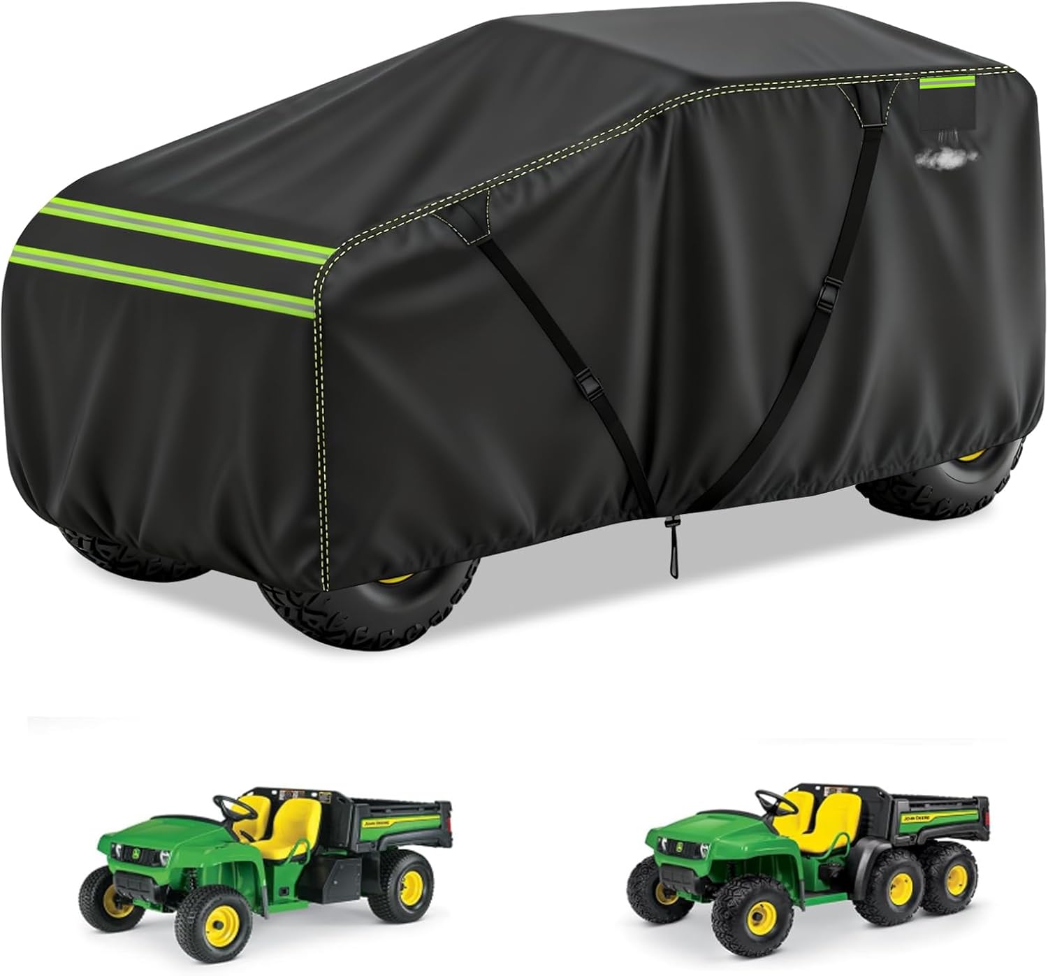 Gator Cover for John Deere LP93547 CPLP93547,600D Heavy Duty All Weather Protection UTV Cover Compatible with John Deere Gator TH 6×4 / TE 4×2 with Windproof Buckles (Black)