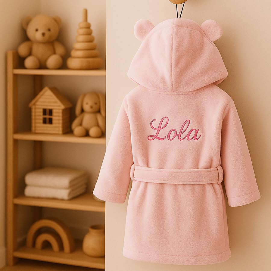 Peignoir Brodé Personnalisable avec Prénom pour Enfant ou Bébé