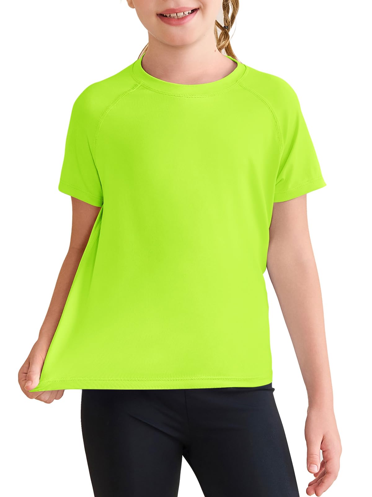 Haloumoning Girls Athletic Shirts Short Sleeve Quick Dry T-Shirt Kids Summer Tee Tops 5-14Y