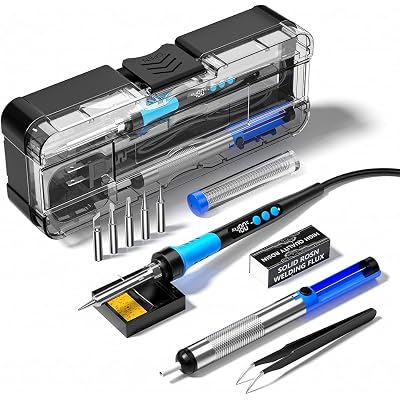 Soldering Iron Kit, 90W 110V LCD digital soldering gun,12-in-1 Soldering Iron Kit Tool,Temperature adjustable from 180-480°C,5 soldering tips,soldering wire,soldering paste,soldering pump