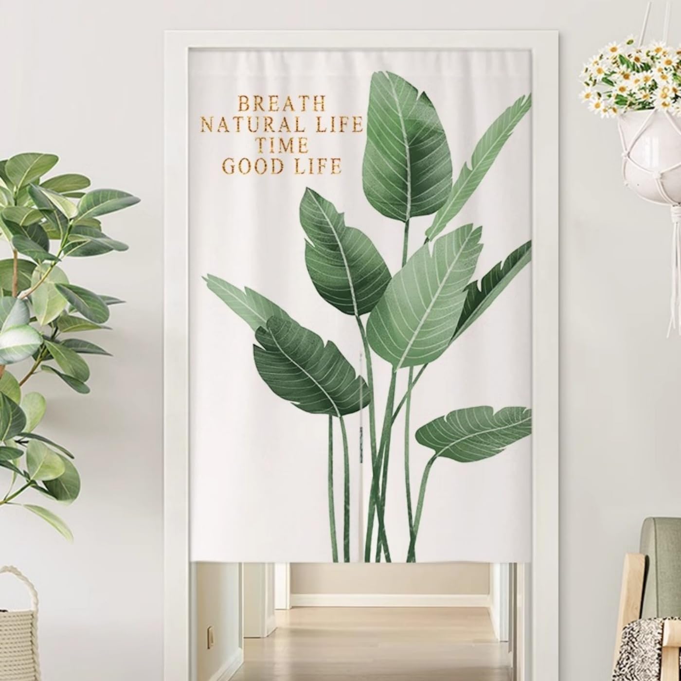 Guest Ruyunlai M20 Green Plants Japanese Noren Doorway Curtain, 80X150cm
