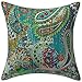 Stylo Culture Cotone Etnico Cuscino Copertina Stampata Kantha Stitch 16x16 Verde Mare Paisley Copertura Cuscino