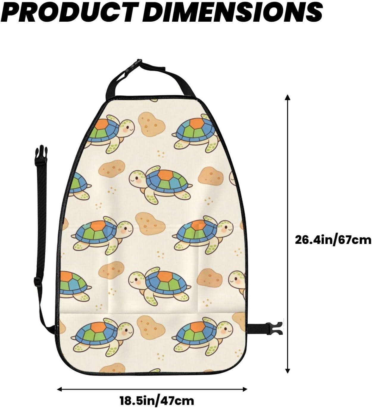 Cute Ocean Sea Turtle Reptile Pattern Car Seat Back Kick Protector 2 Pack, 18.5x26.4 Inch Anti-Kick Pad, Waterproof Oxford Fabric Large Rear Seat Cover for Kids Pets Fits SUV Jeep Truck Sedan